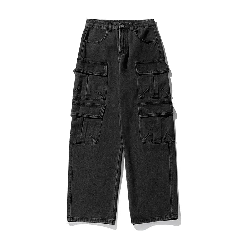 Retro Rugged Multi-Pocket Jeans