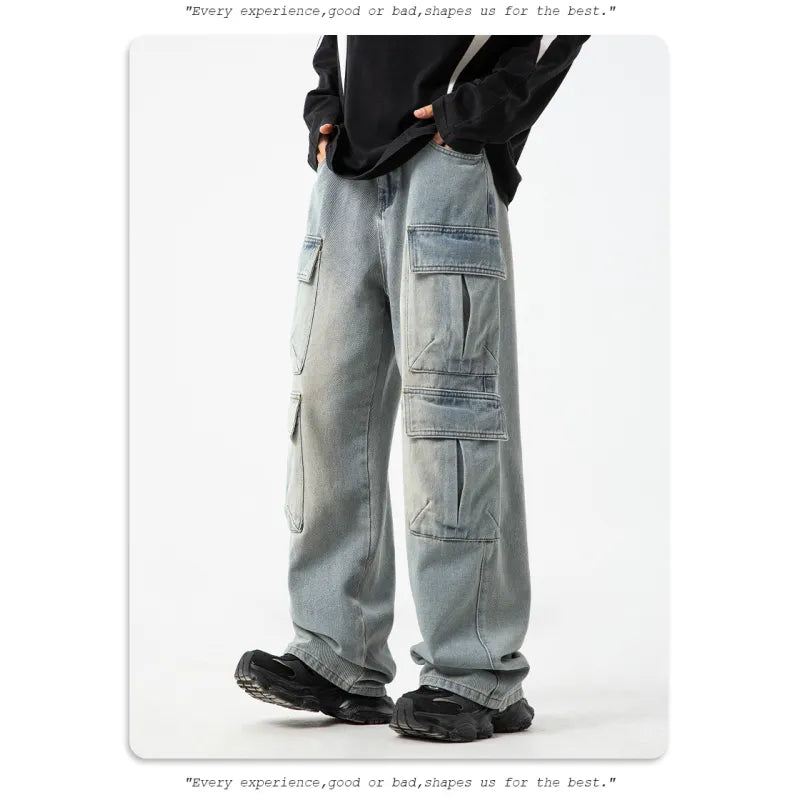 Retro Rugged Multi-Pocket Jeans