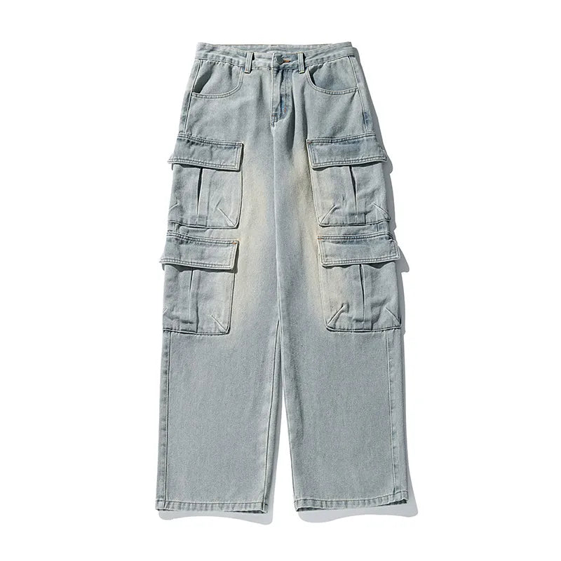 Retro Rugged Multi-Pocket Jeans